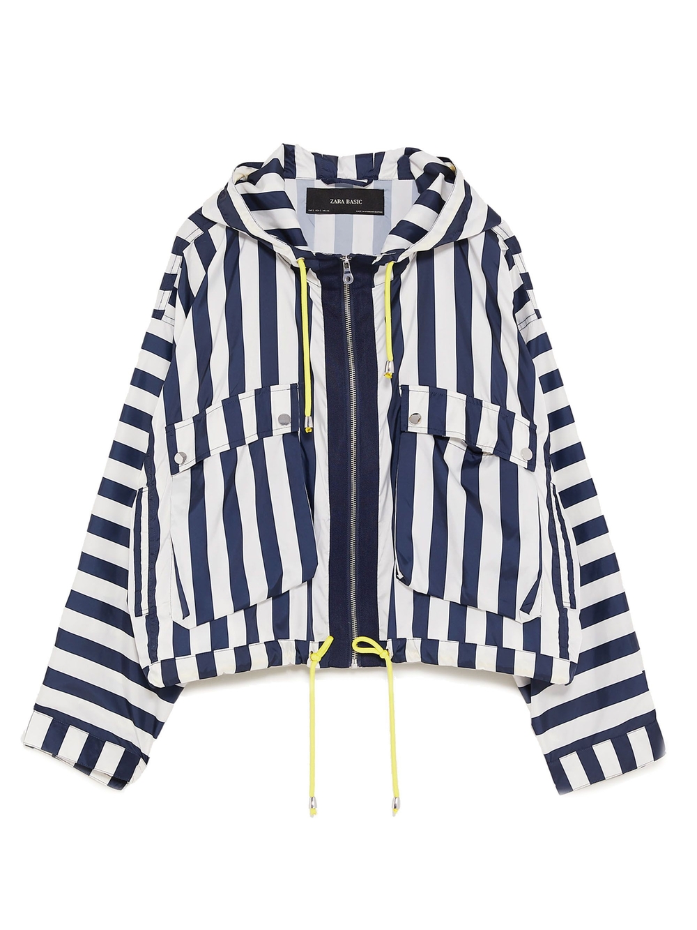 Zara Navy & White Striped Hooded Jacket
